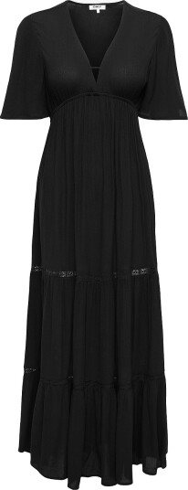 Only Maxikjole onlMya Chiara S/S Long V Wvn Svart