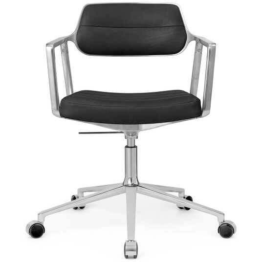 Vipp 453+ Svingstol Med Hjul Polert Aluminium / Black Leather