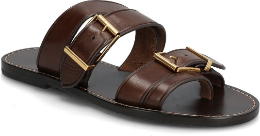 Polo Ralph Lauren Buckle Detail Leather Slide Sandal Brown 37.5 Polo Ralph Lauren Buckle Detail Leather Slide Sandal Brown 37.5