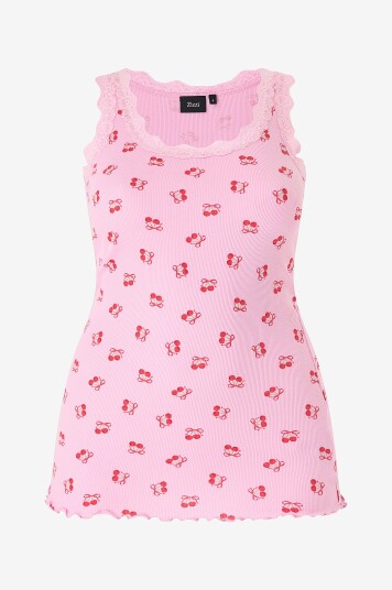 Zizzi Singlet mLiv S/L Aop Top Rosa