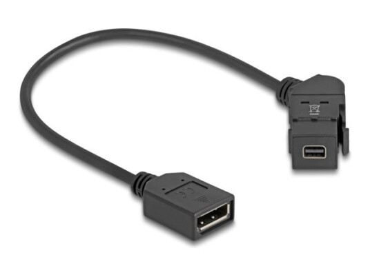 Delock Displayport-Kabel Displayport Hunn Til Mini Displayport Hunn Angled Keystone Displayport 1.2 30 Cm 8 K 30 Hz 7680 X 4320 Støtte Svart