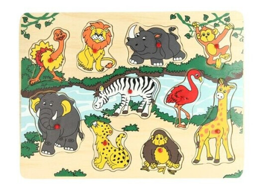 Playwood Wooden Stud Puzzle Wild Animals 10 pcs. Tre