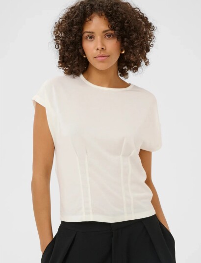 Kaffe Kalise Pleat Blouse   Cream   S