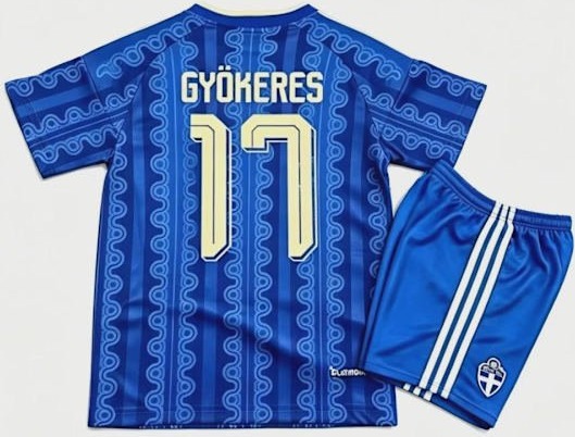 2026 FIFA World Cup Sverige Hjemmedrakt Barn Kortarmet Fotballdrakt Sett Nr. 17 Gyokeres Nr. 20