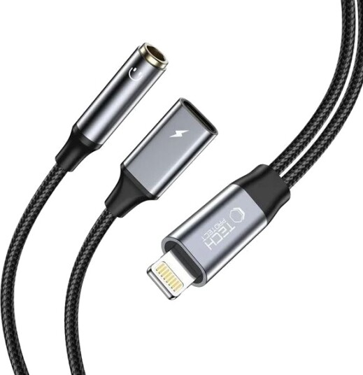 Tech Protect UltraBoost Lightning Mini Jack Adapter svart 