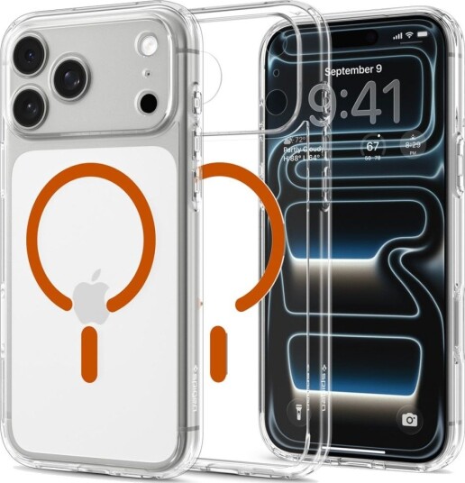 Spigen Ultra Hybrid MagSafe Beskyttelsesdeksel for iPhone 17 Pro/18 Pro - Gjennomsiktig Oransje