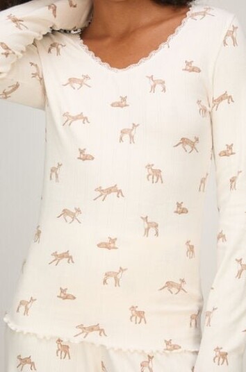 Hunkemöller Pysjamatopp Pointelle Hvit