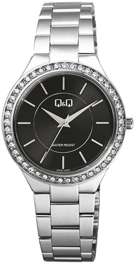 Q&Q Dameklokke QC21J202Y Classic Sort/Stål Ø38 mm