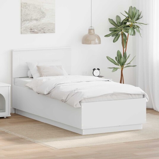 Sengestamme med hodegjerde Hvit 100 x 200 cm Konstruert tre