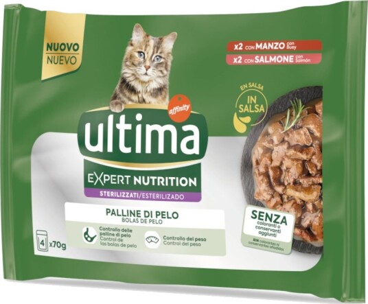 Affinity Ultima Våtfôr Ultima Cat Expert Nutrition Hairball & Laks Sparepakke Okse 44 X 70 G
