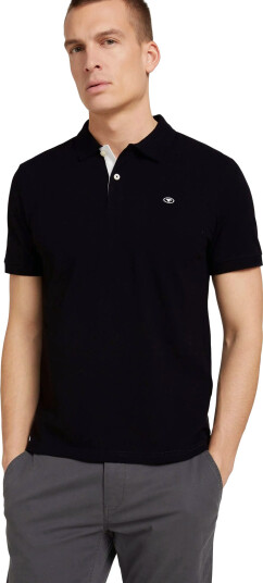 Tom Tailor Basic Polo With Contrast - Black - L