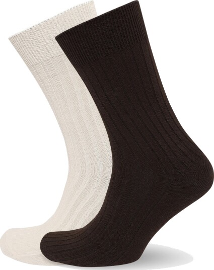 Mango Pack Of 2 Ribbed Cotton Socks Brown 43 45