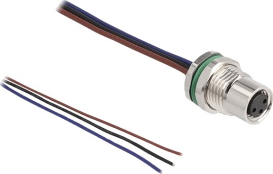 Delock - Nettverkskabel - 3-Stifts M8 (Hunn) Til Uisolert Tråd - 50 Cm - 4.6 Mm - Svart