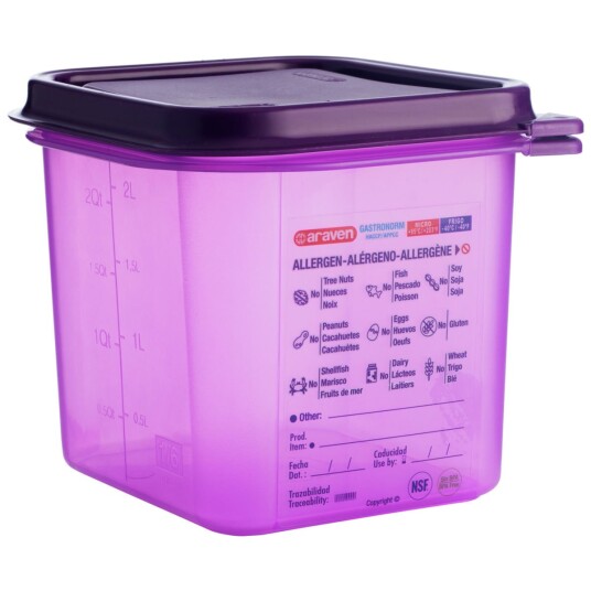 Araven Oppbevaringsboks; Størrelse GN 1/6 2.6l 17.6x16.2x15 cm LxBxD; Fiolett