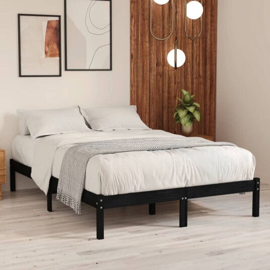 vidaXL Sengeramme svart heltre 150x200 cm 5FT King Size 8720286762523
