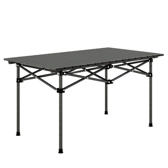Campingbord i aluminium for 4-6 personer, sammenleggbart piknikbord med bæreveske, sort Campingbord i aluminium for 4-6 personer, sammenleggbart piknikbord med bæreveske, sort