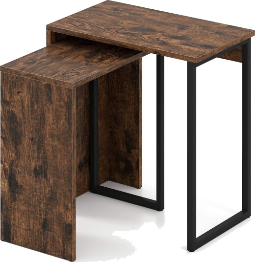 Sett med salongbord – rustikk brun metallramme