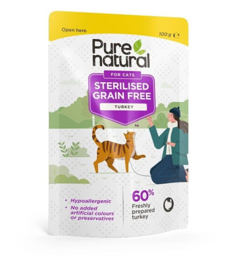 Purenatural Cat Adult Våtfôr Grain Free Sterilised Kalkun 100 G
