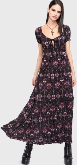 Killstar   Goth Lang kjole   Chapel Blessing   Garden Altar Maxi Dress   XS til 4XL   Damer   svart
