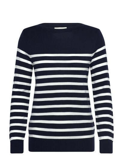 GANT Fine Knit Striped Boat Neck Navy L