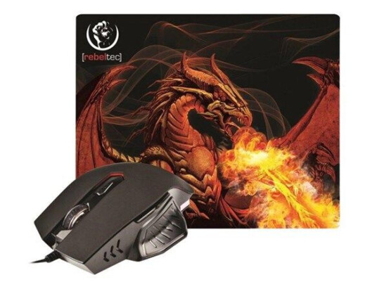 Rebeltec Red Dragon Kablet Gamingmus 2400 DPI USB 6 Knapper Svart