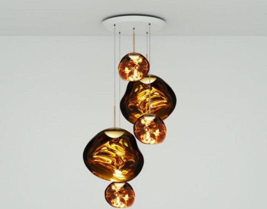 Melt Large Round hengelampe Ø 95 cm gull Tom Dixon Stue Design Plast Med flere lyskilder