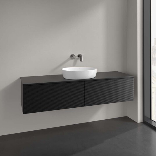 Villeroy & Boch  Antao Servantskap med 2 skuffer 160x50x36 cm u/lys Sort Matt