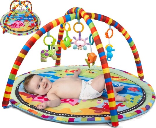 Babygym m/stofftrapes og 5 Rangler