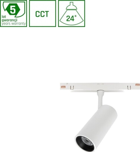 6W SMART 48V skinnespot til Shift system CCT 24 grader RA90 5 års garanti Kulør : CCT Varm til Kald Hvit