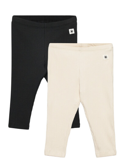 Lindex Leggings Basic Rib 2 Pack Black 50