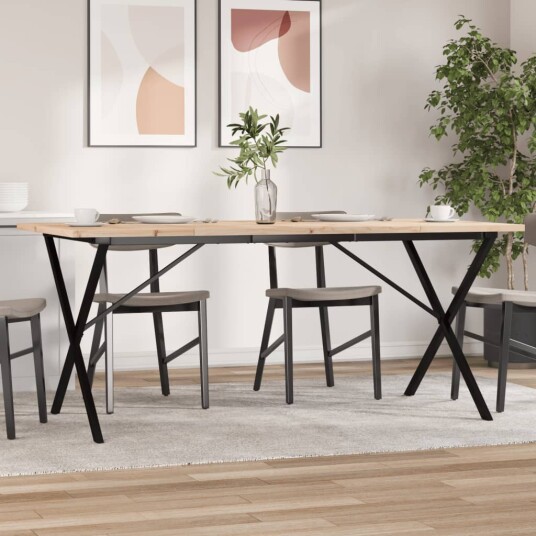 Spisebord X-ramme 180x90x75,5 cm heltre furu og støpejern 3282766