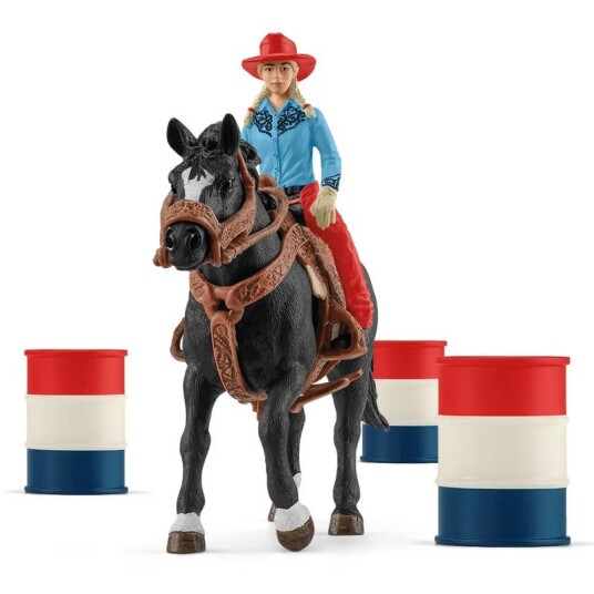 Schleich Cowgirl Tønneløp Figursett i Plast med Dyr