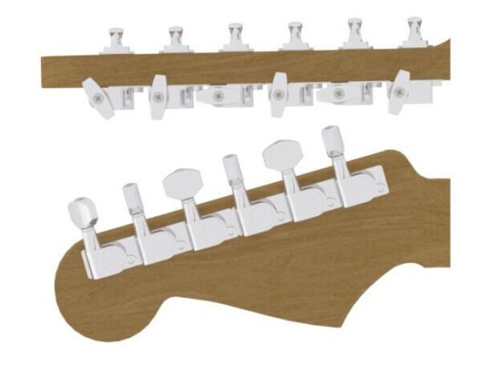 Hipshot F.Tuning Pegs, 6 Line Chrom Staggered With Base Plate