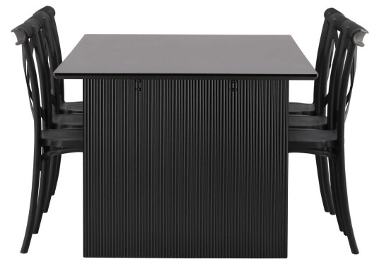 Venture Design Vail & Crosett spisegruppe Svart/svart 6 stoler & bord 200 x 100 cm