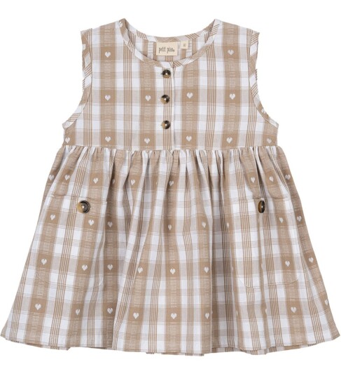 Petit Piao Off White Heart Kjole S/L Woven 98
