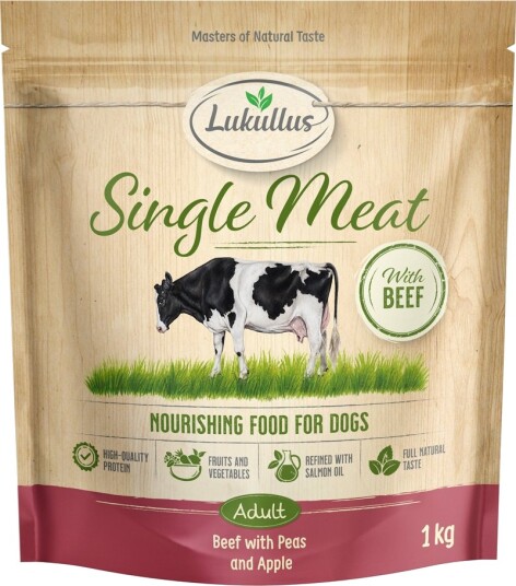Lukullus Tørrfôr Single Meat Ny Oppskrift Okse 1 kg