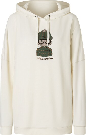 super.natural Women's Snow Cat Hoodie Fresh White/Various L, Fresh White/Various
