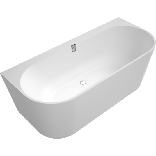 VILLEROY & BOCH OBERON 2.0 BACK-TO-WALL BADEKAR 180X80 STONE WHITE M/AVLØPSSETT I SORT/STONE WHITE