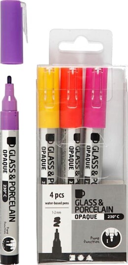 Glass  og Porselenstusj Creativ Company 31335 Semi Opaque 4 stk/1 Pk
