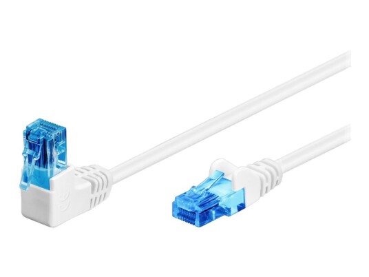 Goobay Koblingskabel Rj-45 Hann Vinklet Til Rj-45 Hann Rett 1 M 5.9 Mm Utp Cat 6A Halogenfri Rund Flertrådet Hvit