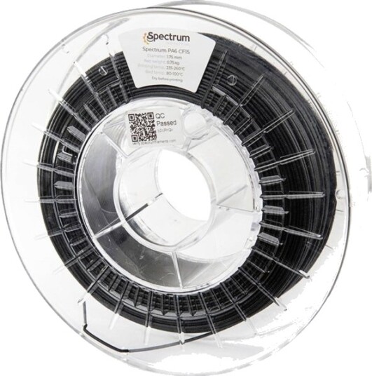 Spectrum Filaments 80584 Pa6 Cf15 Filament Pa6-Cf15 (Kullfiber) Matt Slagfast Varmebestandig 1,75 Mm 750 G Sort 1 Stk