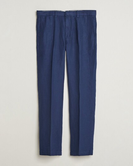 Polo Ralph Lauren Cotton/Linen Houndstooth Pants Newport Navy