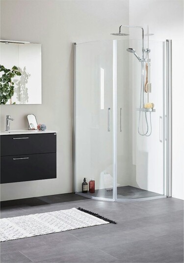 Dusjhjørne Noro Fix Trend R 800x800 mm, Klart glass