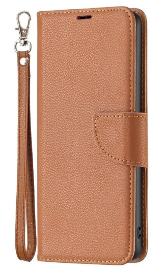 INCOVER Samsung Galaxy A35 (5G) PU Litchi Skin Flip Deksel med Lommebok & Stropp - Brun