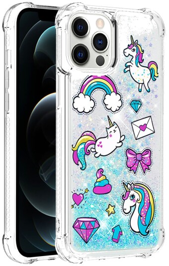 Trolsk Mobildeksel med Flytende Glitter Magisk Enhjørning (iPhone 12/12 Pro)