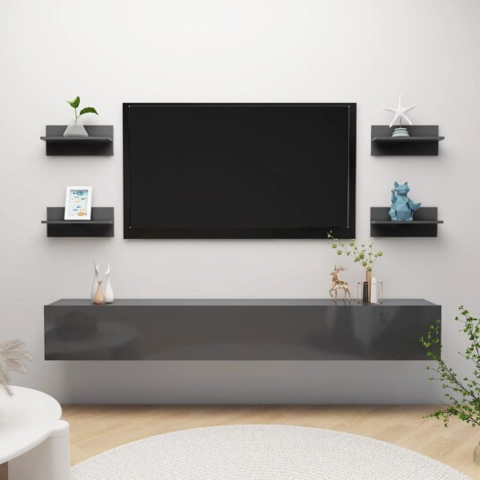 vidaXL Vegghyller 4 stk h?yglans gr? 40x11,5x18 cm