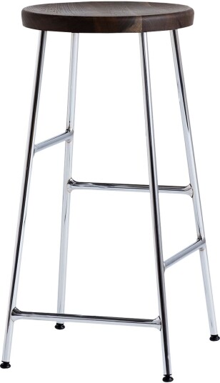 Hay - Cornet Bar Stool Low Smoked Oiled Oak Chromed Steel Barstoler Jonas Trampedach Sølv Metall/tre