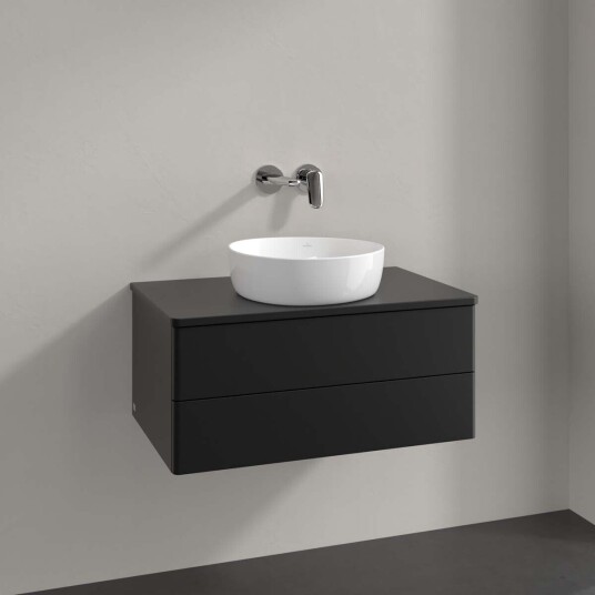 Villeroy & Boch Antao Servantskap med 2 skuffer 80x50x36 cm m/lys Sort Matt Villeroy & Boch Antao Servantskap med 2 skuffer 80x50x36 cm m/lys Sort Matt