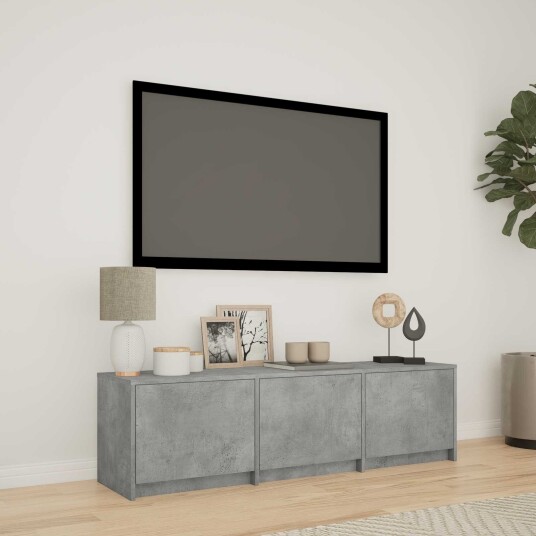 TV benk med LED BetongGrå 140 x 34 x 40 cm Konstruert tre