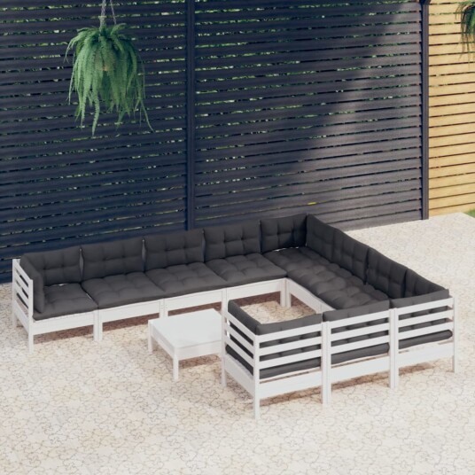  Hagesofagruppe med puter 11 deler hvit heltre furu 3097002